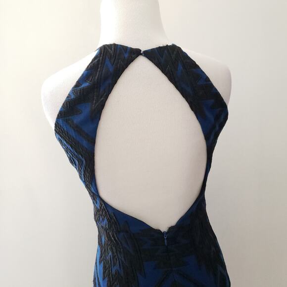 Parker Jaden Dress Body Con Cut Out Back Blue Mini Halter Neck Women Small - Picture 6 of 11